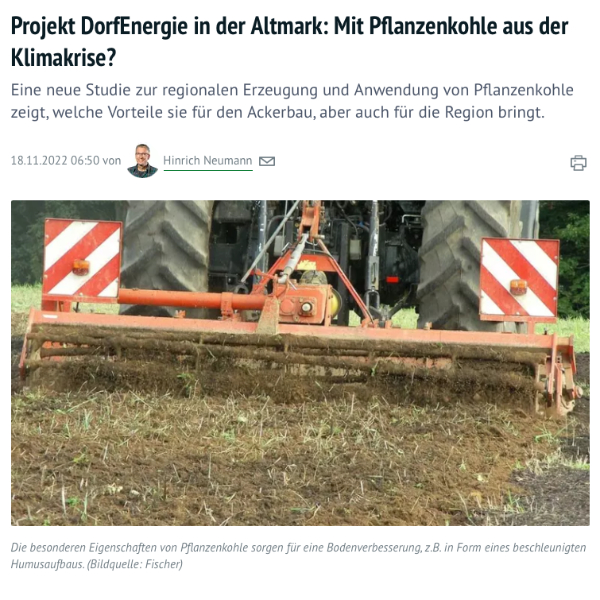 Projekt DorfEnergie in der Altmark: Mit Pflanzenkohle aus der Klimakrise?